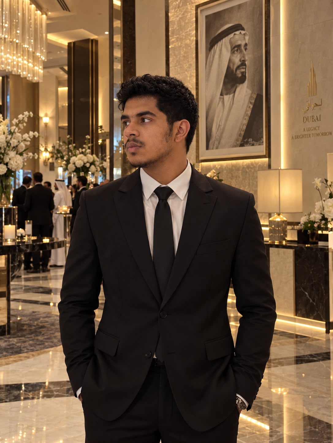 Omar Imran in a black suit
